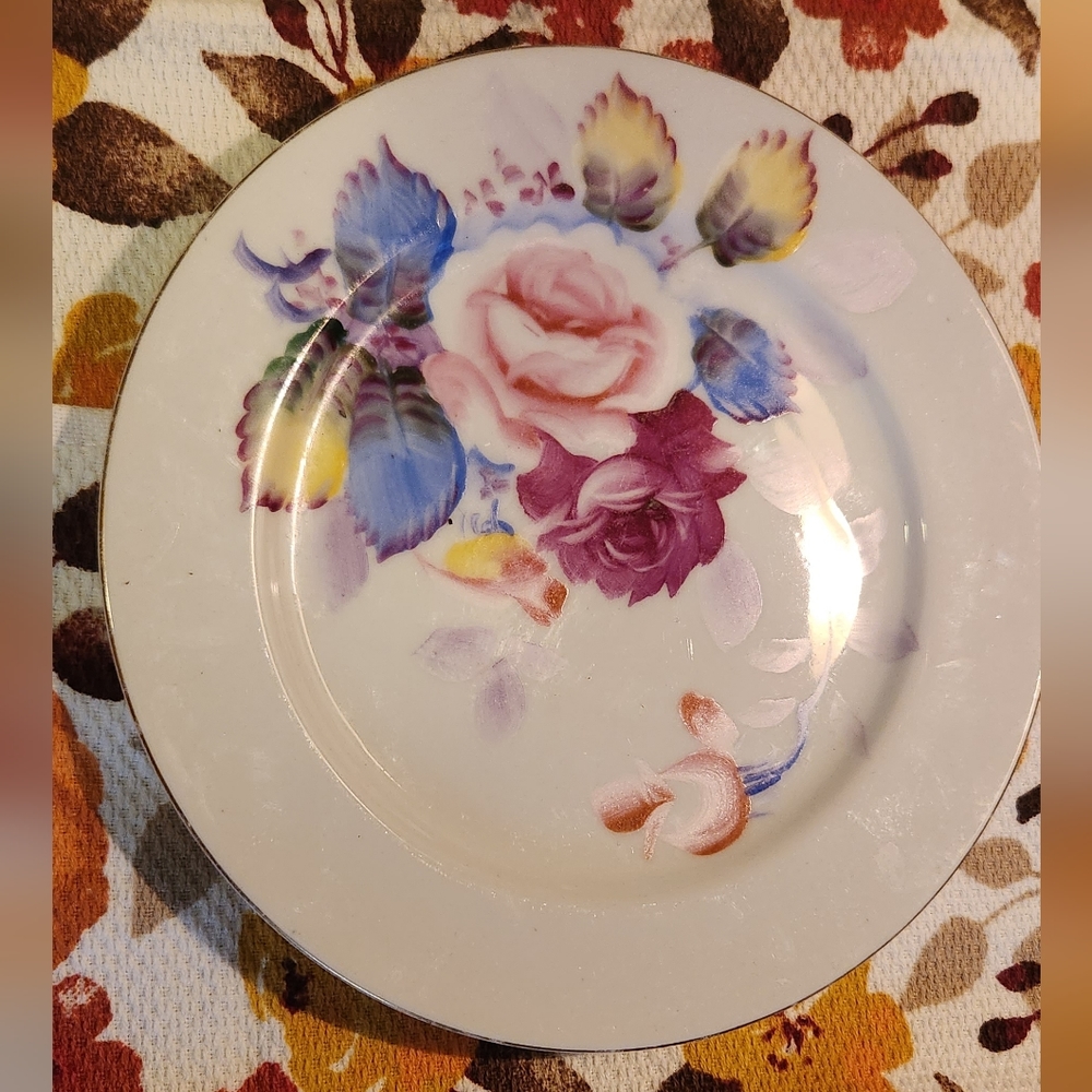Hand Painted China Aiyo, China Japan 4" Souvenir Plate by Occupied Japan gold